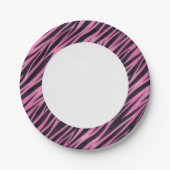 Roze Zebra Stripe achtergrond Papieren Bordje (Voorkant)