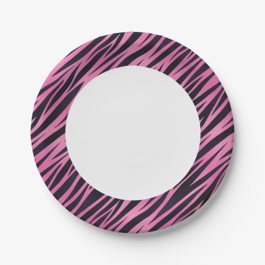 Roze Zebra Stripe achtergrond Papieren Bordje (Voorkant)