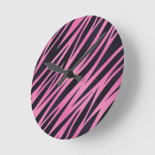Roze Zebra Stripe achtergrond Ronde Klok (Hoek)