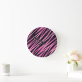 Roze Zebra Stripe achtergrond Ronde Klok (Huis)