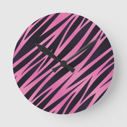Roze Zebra Stripe achtergrond Ronde Klok (Voorkant)