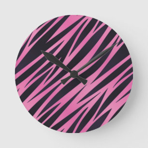 Roze Zebra Stripe achtergrond Ronde Klok