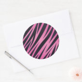 Roze Zebra Stripe Achtergrond Ronde Sticker (Envelop)