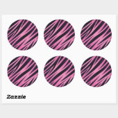 Roze Zebra Stripe Achtergrond Ronde Sticker (Vel)
