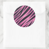 Roze Zebra Stripe Achtergrond Ronde Sticker (Tas)