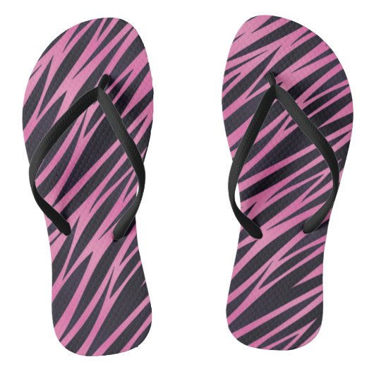 Roze Zebra Stripe achtergrond Teenslippers (Voetbed)