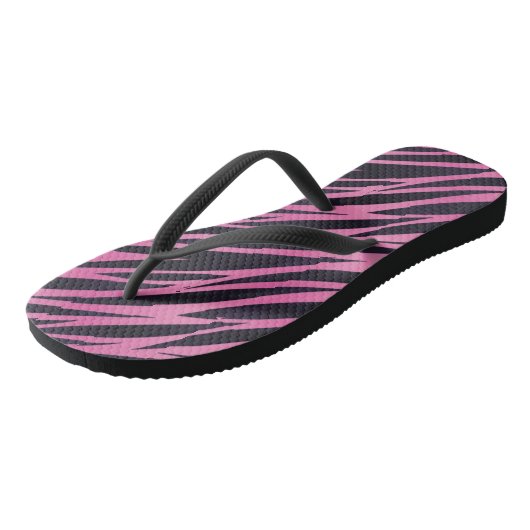Roze Zebra Stripe achtergrond Teenslippers (Schuin)