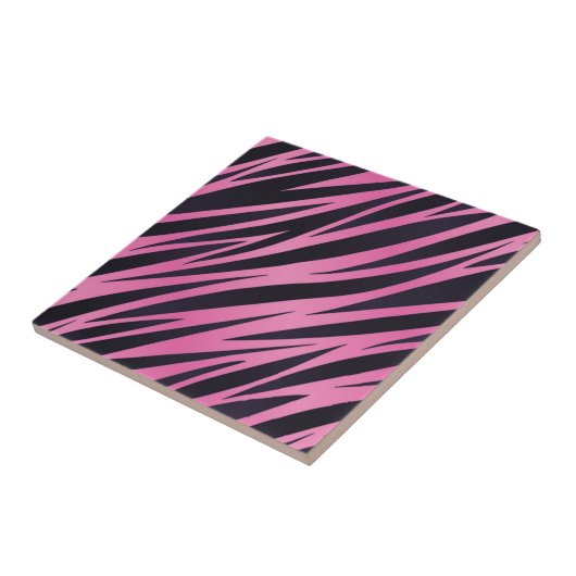 Roze Zebra Stripe achtergrond Tegeltje (Zijkant)