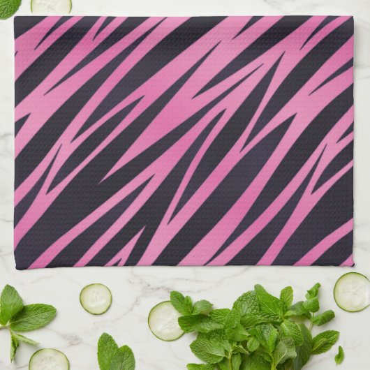 Roze Zebra Stripe achtergrond Theedoek (Gevouwen)
