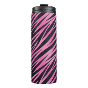 Roze Zebra Stripe achtergrond Thermosbeker