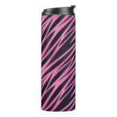 Roze Zebra Stripe achtergrond Thermosbeker (Gedraaid links)
