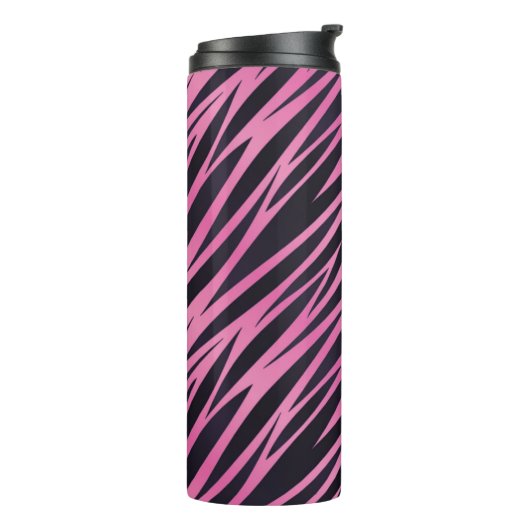 Roze Zebra Stripe achtergrond Thermosbeker (Gedraaid links)