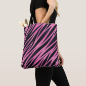Roze Zebra Stripe achtergrond Tote Bag (Dichtbij)