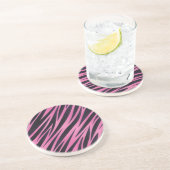 Roze Zebra Stripe achtergrond Zandsteen Onderzetter (Zijkant)