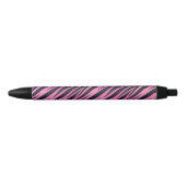 Roze Zebra Stripe achtergrond Zwarte Inkt Pen (Voorkant)