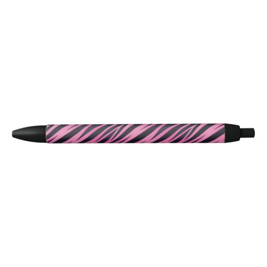 Roze Zebra Stripe achtergrond Zwarte Inkt Pen (Voorkant)