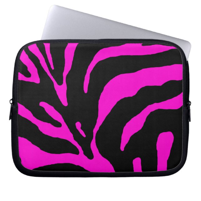 Roze Zebra Stripe Animal Print Laptop Sleeve (Voorkant)