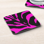Roze Zebra Stripe Animal Print Onderzetter (Linkerzijde)