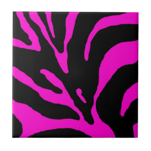 Roze Zebra Stripe Animal Print Tegeltje