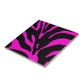 Roze Zebra Stripe Animal Print Tegeltje (Zijkant)