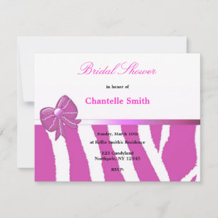 Roze Zebra Stripe Bridal Shower Kaart