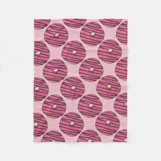 Roze Zebra Stripe Donut Doughnut Breakfast Food Fleece Deken (Voorkant)
