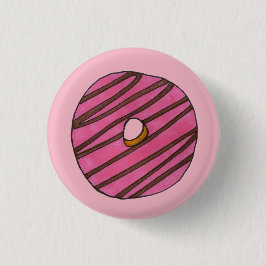 Roze Zebra Stripe Donut Doughnut Breakfast Food Ronde Button 3,2 Cm