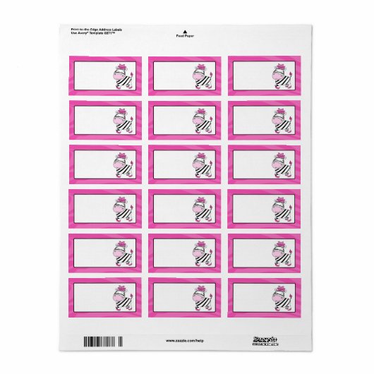 Roze Zebra Stripe Gift Label Label (Full Sheet)