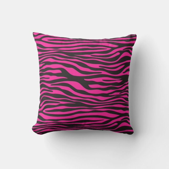 Roze Zebra Stripe Sierkussen (Voorkant)
