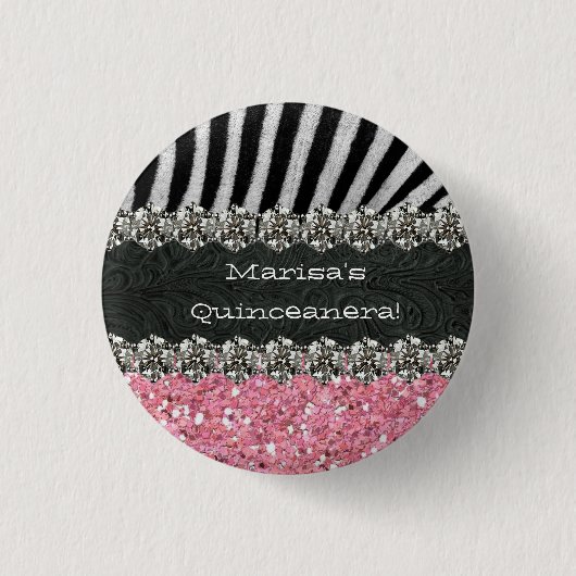 Roze Zebra Stripes Celebratie Ronde Button 3,2 Cm (Voorkant)