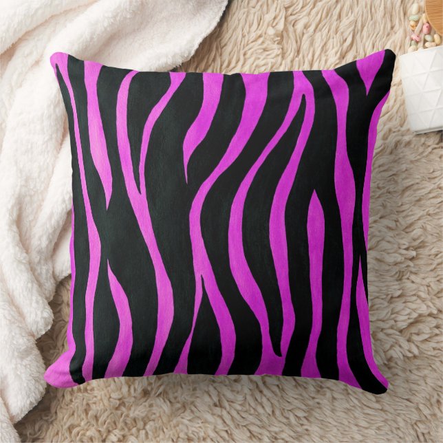 Roze Zebra Stripes Sierkussen (Deken)