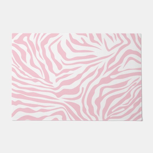 Roze Zebra Stripes Wild Dierlijk printpatroon Deurmat (Voorkant)