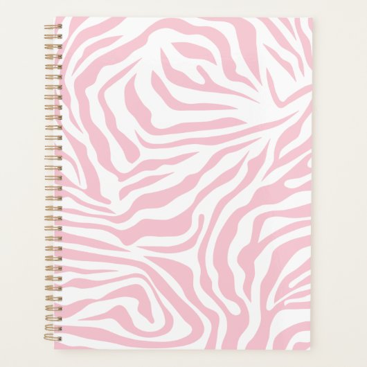 Roze Zebra Stripes Wild Dierlijk printpatroon Planner (Voorkant)