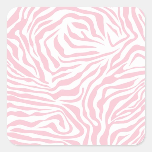 Roze Zebra Stripes Wild Dierlijk printpatroon Vierkante Sticker (Voorkant)