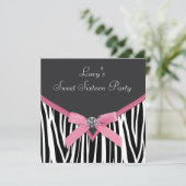 Roze Zebra Sweet 16 verjaardagsfeestje Kaart (Staand voorkant)