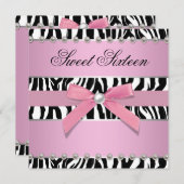 Roze Zebra Sweet 16 verjaardagsfeestje Kaart (Voorkant / Achterkant)
