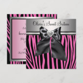 Roze Zebra Sweet Sixteen Birthday Kaart (Voorkant / Achterkant)