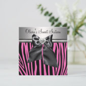 Roze Zebra Sweet Sixteen Birthday Kaart (Staand voorkant)