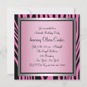 Roze Zebra Sweet Sixteen Birthday Kaart (Achterkant)