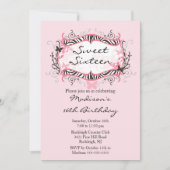 Roze Zebra Sweet Sixteen Birthday Uitnodiging (Voorkant)