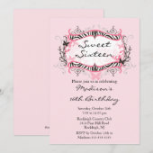 Roze Zebra Sweet Sixteen Birthday Uitnodiging (Voorkant / Achterkant)