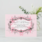Roze Zebra Sweet Sixteen Birthday Uitnodiging (Staand voorkant)