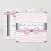 Roze Zebra Sweet Sixteen Verjaardagsfeest Kaart (Voorkant / Achterkant)