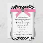 Roze Zebra Sweet Sixteen Verjaardagsfeest Kaart (Achterkant)