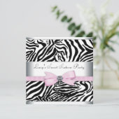Roze Zebra Sweet Sixteen Verjaardagsfeest Kaart (Staand voorkant)