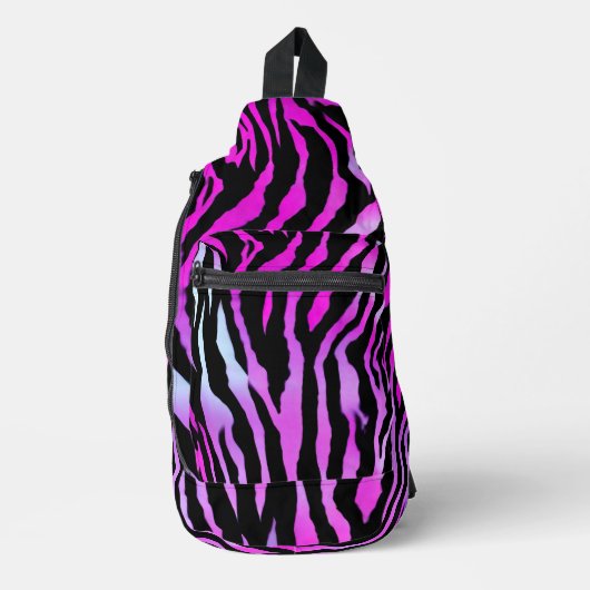 Roze Zebra Tiger Stripe Wild Animal huidpatroon Sling Bag (Voorkant)