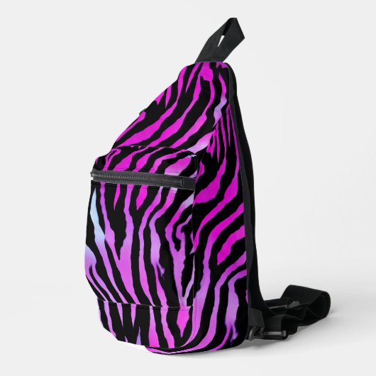 Roze Zebra Tiger Stripe Wild Animal huidpatroon Sling Bag (Rechterhoek)