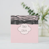 Roze Zebra Tiny Diva Girl Baby shower Kaart (Staand voorkant)