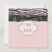 Roze Zebra Tiny Diva Girl Baby shower Kaart (Voorkant)