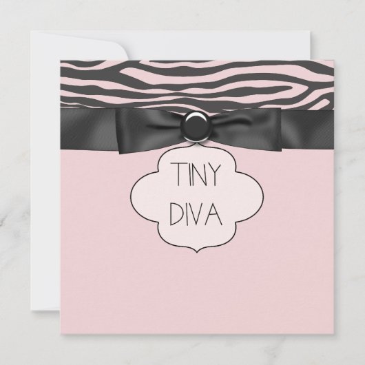 Roze Zebra Tiny Diva Girl Baby shower Kaart (Voorkant)